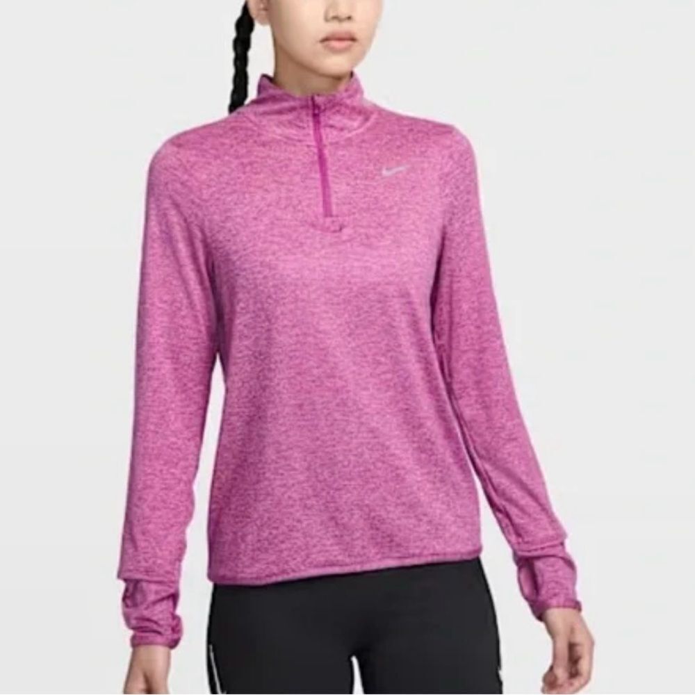Nike Half Zip Heathered Pink Running Long Sleeve Tee Small NEW MSRP $70